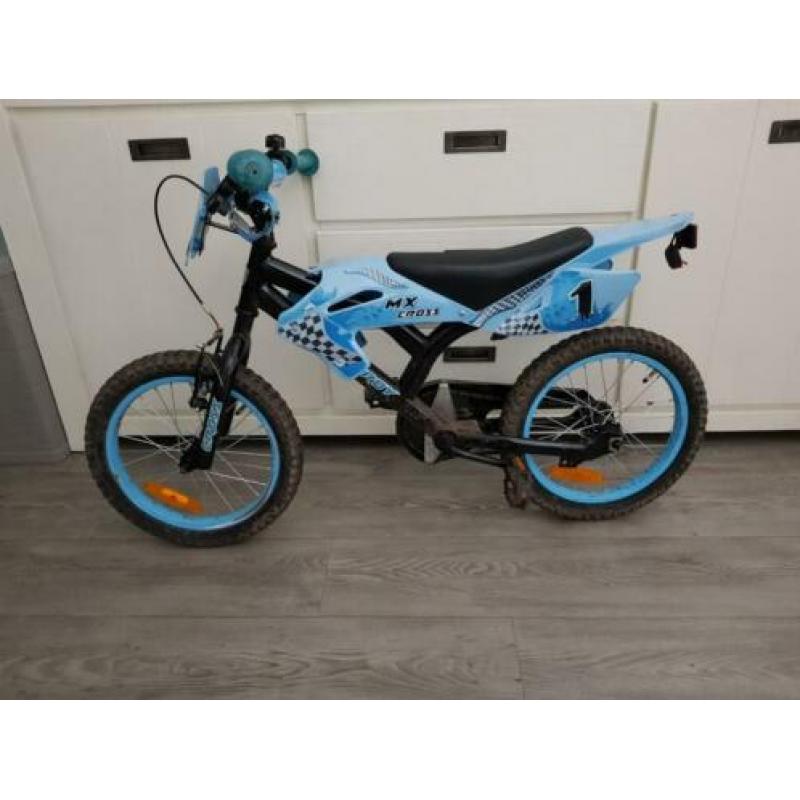 Troy kinderfiets MX Cross blauw 16 inch