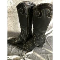 Zwarte cowboylaarzen met witte stiksels Mt 41