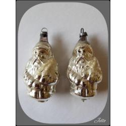 2 oude antieke kerstbal kerstman/kerst/decoratie/kerstboom